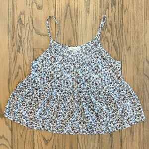 Final Touch Women’s Floral Print Babydoll Crop Spaghetti Strap Top Size Small